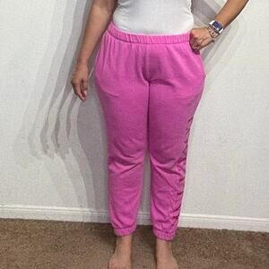 Victoria's Secret Pink Hot Pink Logo Joggers Sz L